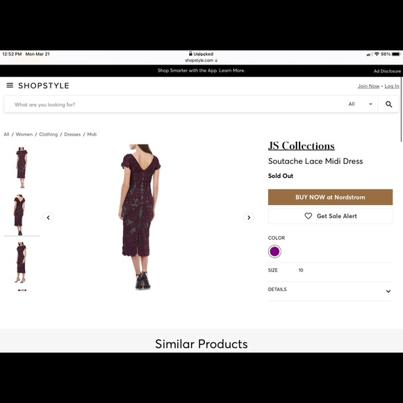 JS Collections Soutache Lace MIDI Dress. - Picture 3 of 5